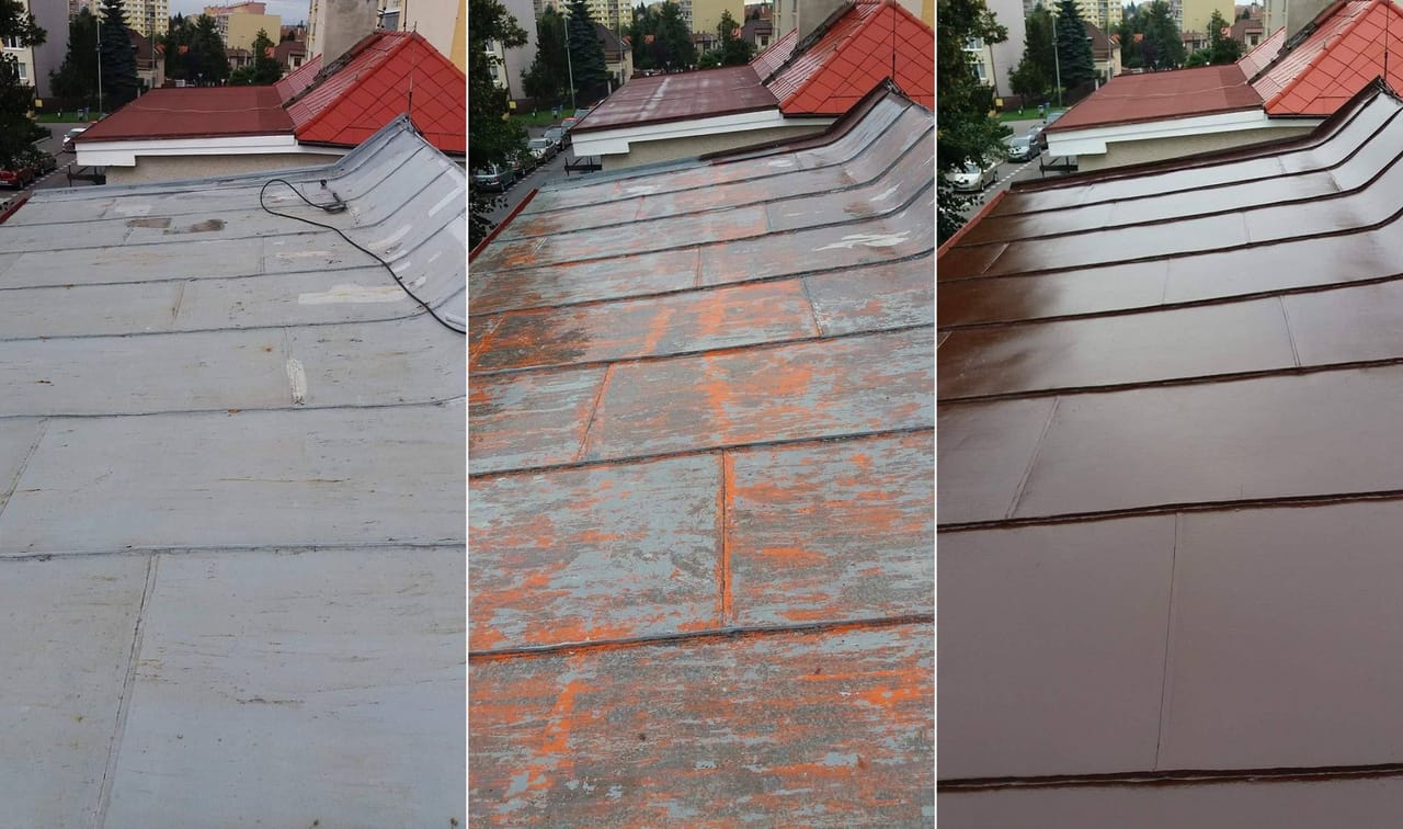 Sample of tin roof coating